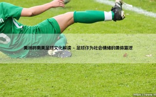 美洲杯：南美足球文化的激情解码