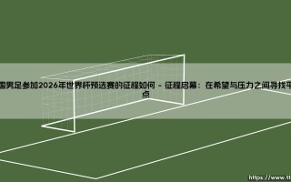 中国男足参加2026年世界杯预选赛的征程如何：一场关于信念与现实的漫长跋涉